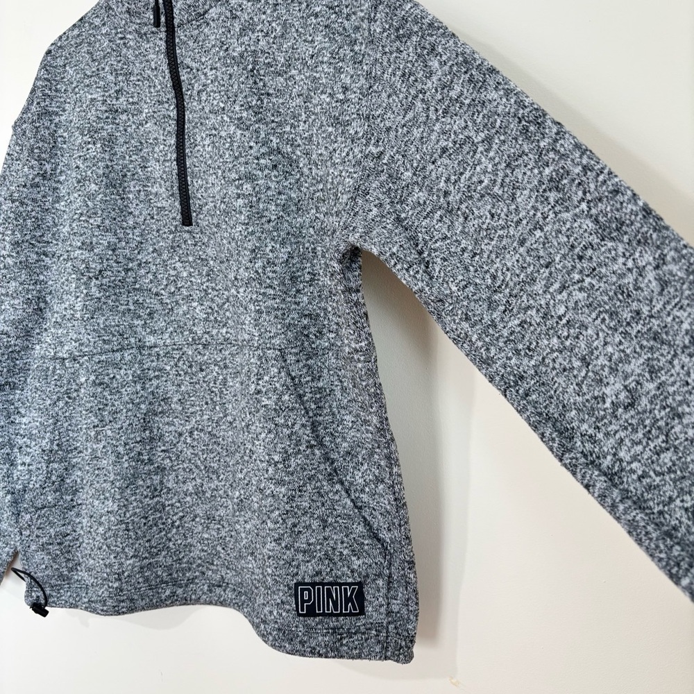PINK Victoria's Secret oversize gray 1/3 Zip mock Neck slouchy knit sweatshirt S - Picture 4 of 16